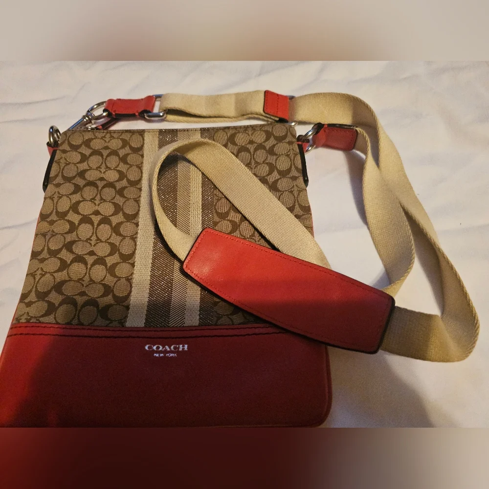 Coach Y2K Signature C Logo Crossbody Bag Orange And Tan